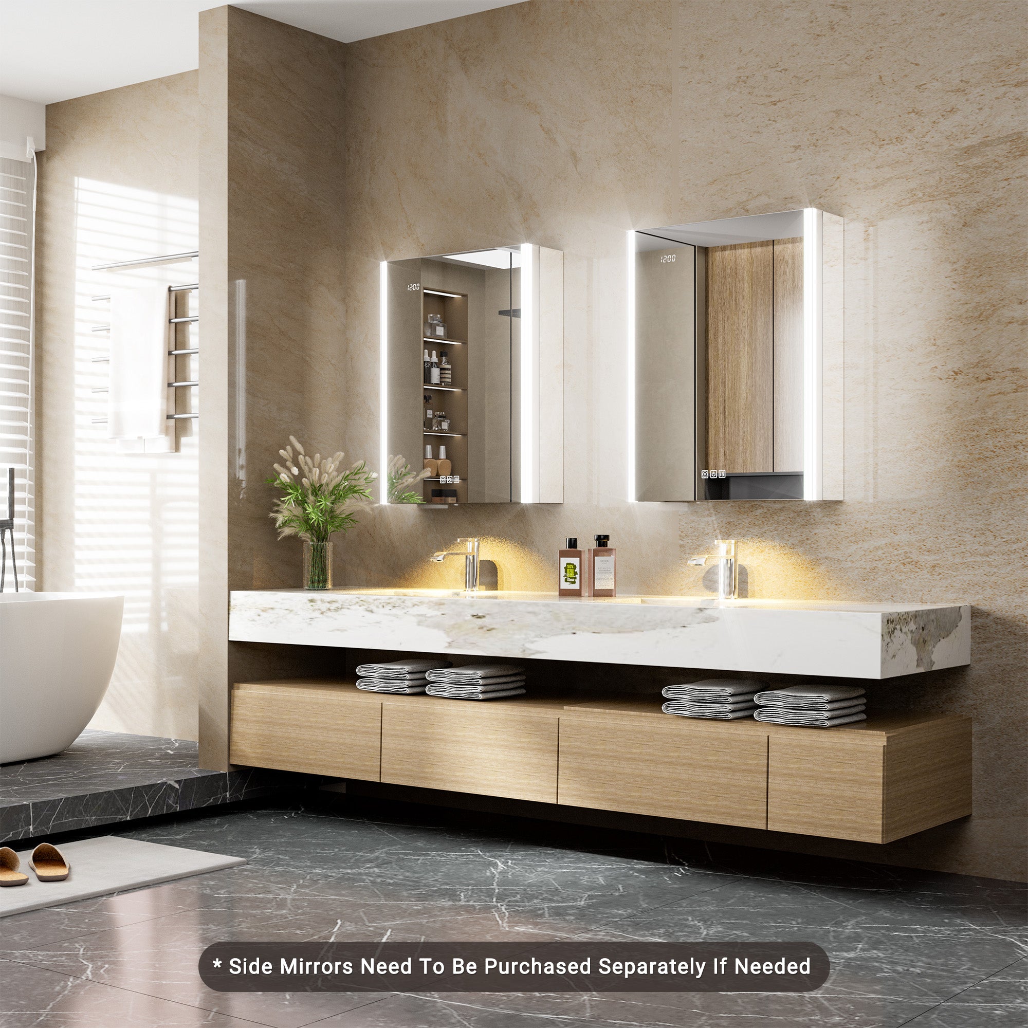 Auralux Pro 24x32'' LED Lighted Medicine Cabinet Mirror Right Hinge