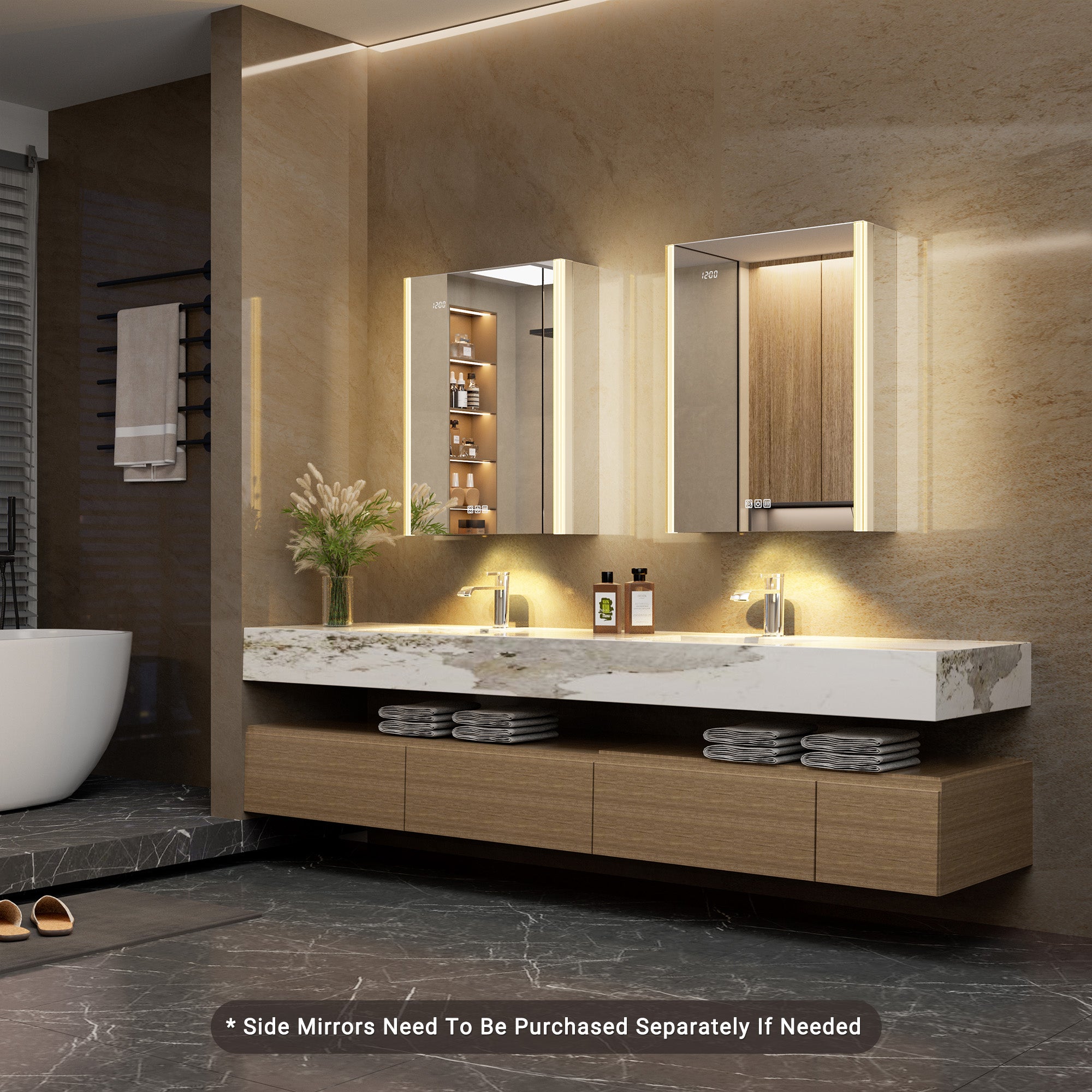 Auralux Pro 24x32'' LED Lighted Medicine Cabinet Mirror Left Hinge