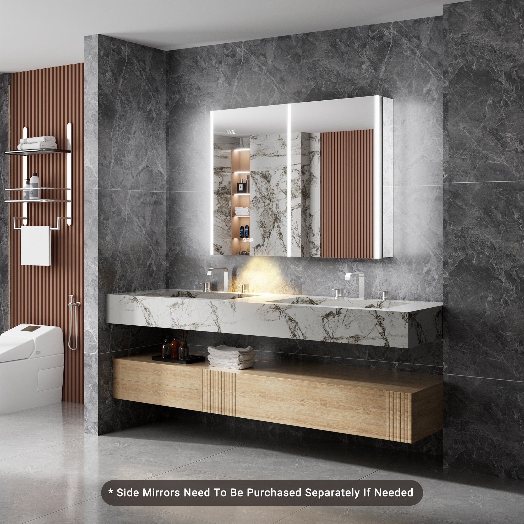 Auralux Pro 42x32'' LED Lighted Medicine Cabinet Mirror