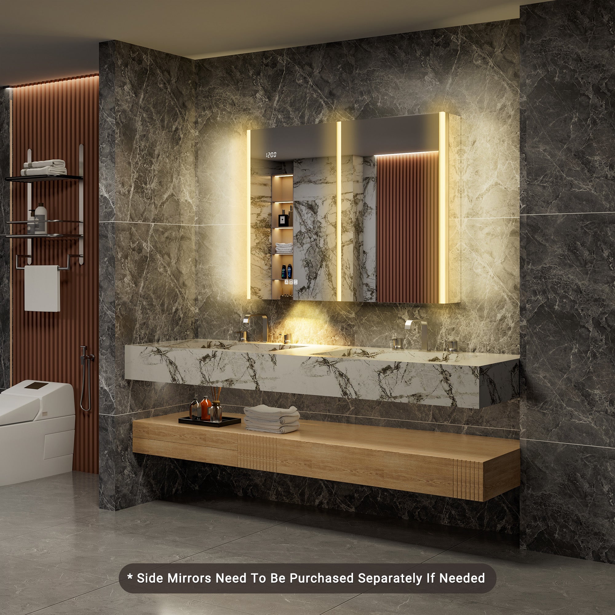 Auralux Pro 42x32'' LED Lighted Medicine Cabinet Mirror