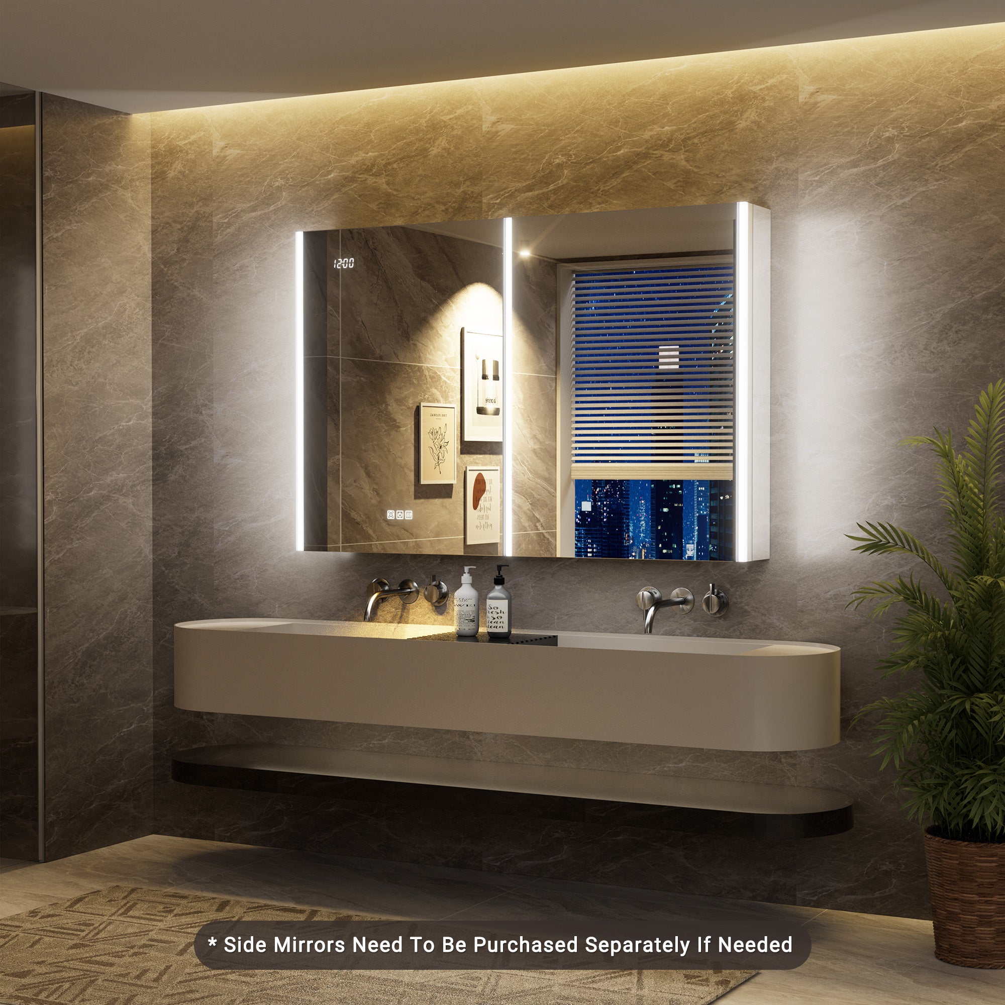 Auralux Pro 48x32'' LED Lighted Medicine Cabinet Mirror