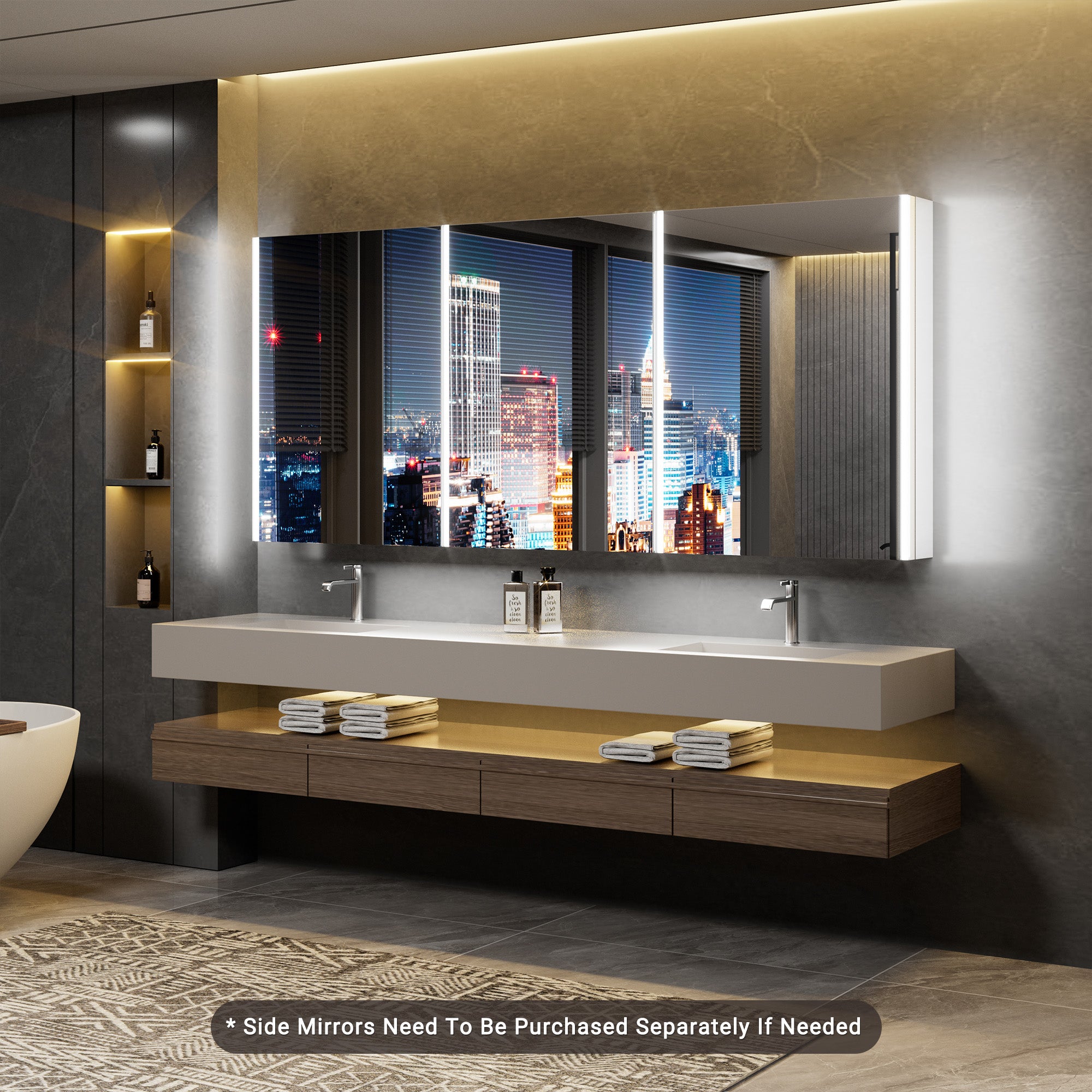 Auralux Pro 72x32'' LED Lighted Medicine Cabinet Mirror