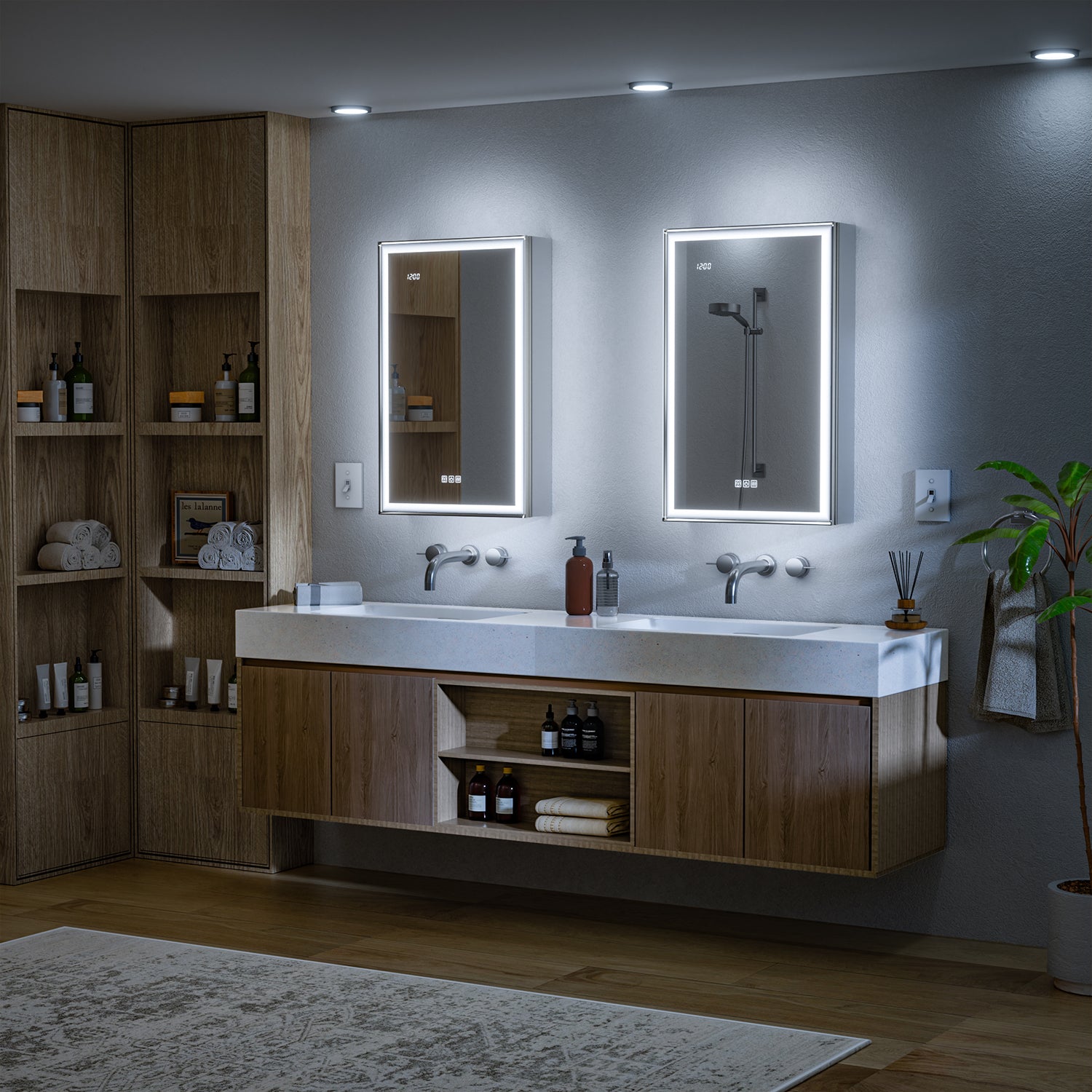 LumiEdge 20x32'' Beveled Nickel-Framed LED Medicine Cabinet – Right Hinge