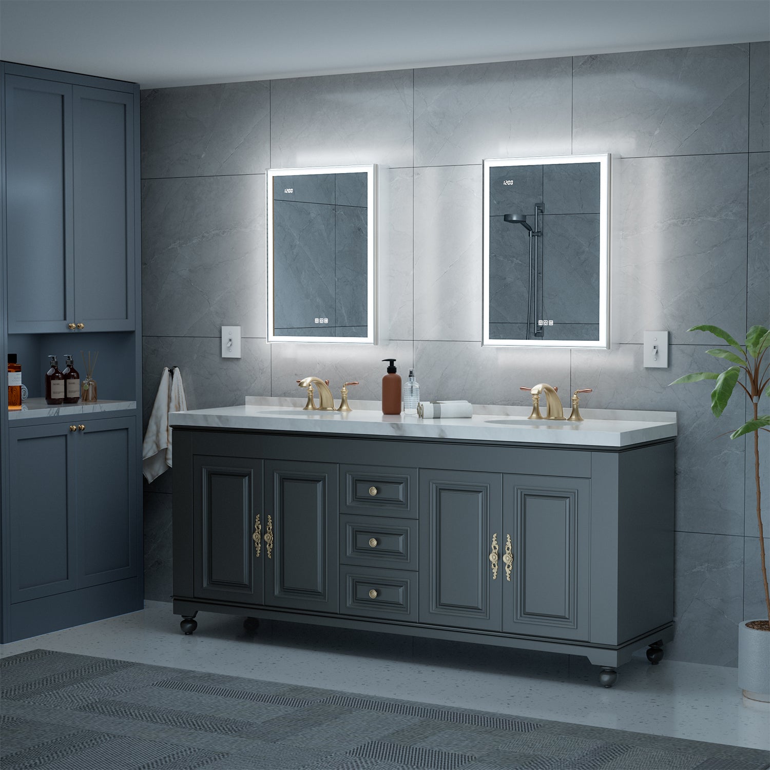 LumiEdge 24x32'' Beveled Nickel-Framed LED Medicine Cabinet – Right Hinge