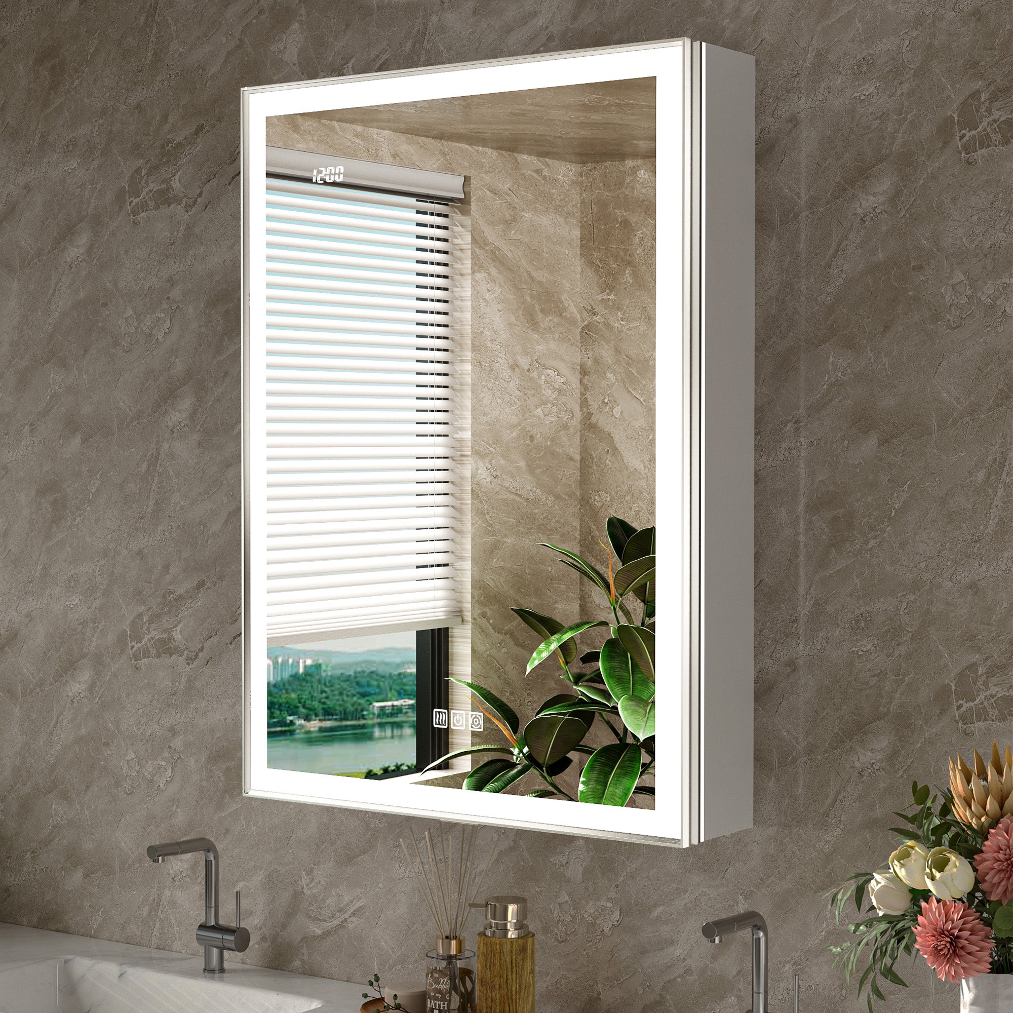 LumiEdge 24x32'' Beveled Nickel-Framed LED Medicine Cabinet – Left Hinge