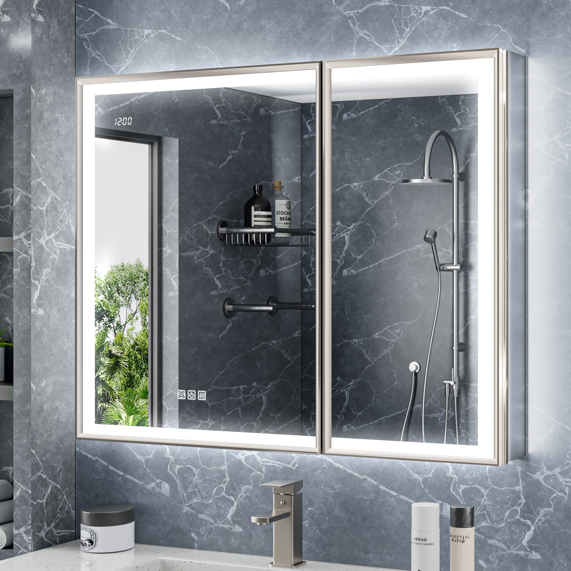LumiEdge 36x30'' Beveled Nickel-Framed LED Medicine Cabinet