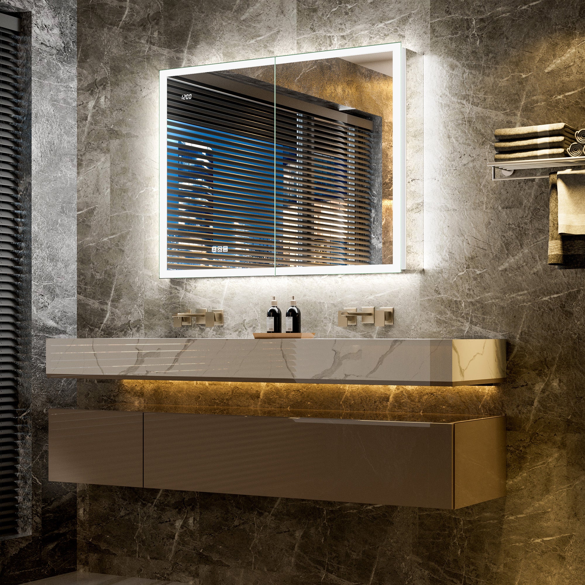 LumiGlow 40x30'' Front & Backlit Lighted LED Medicine Cabinet Mirror