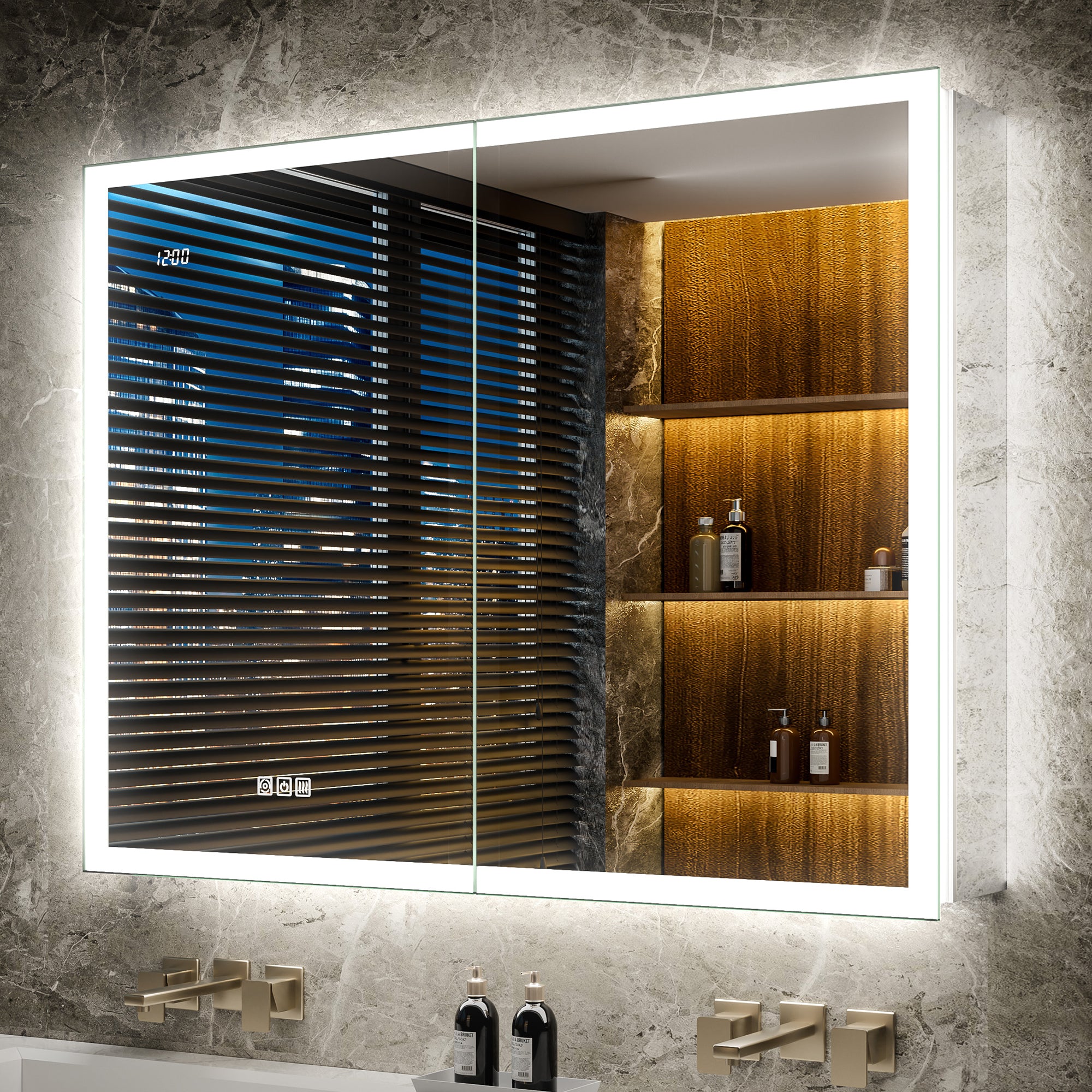 LumiGlow 40x30'' Front & Backlit Lighted LED Medicine Cabinet Mirror