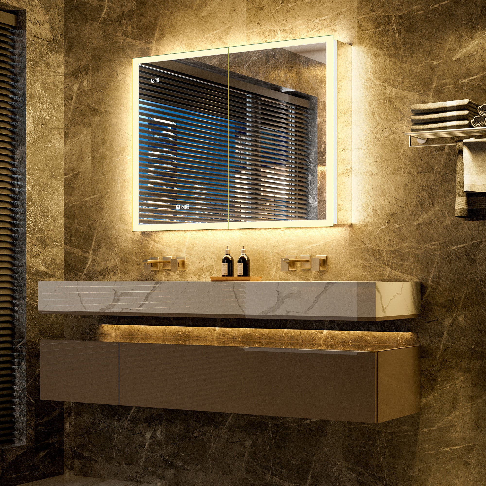 LumiGlow 40x30'' Front & Backlit Lighted LED Medicine Cabinet Mirror