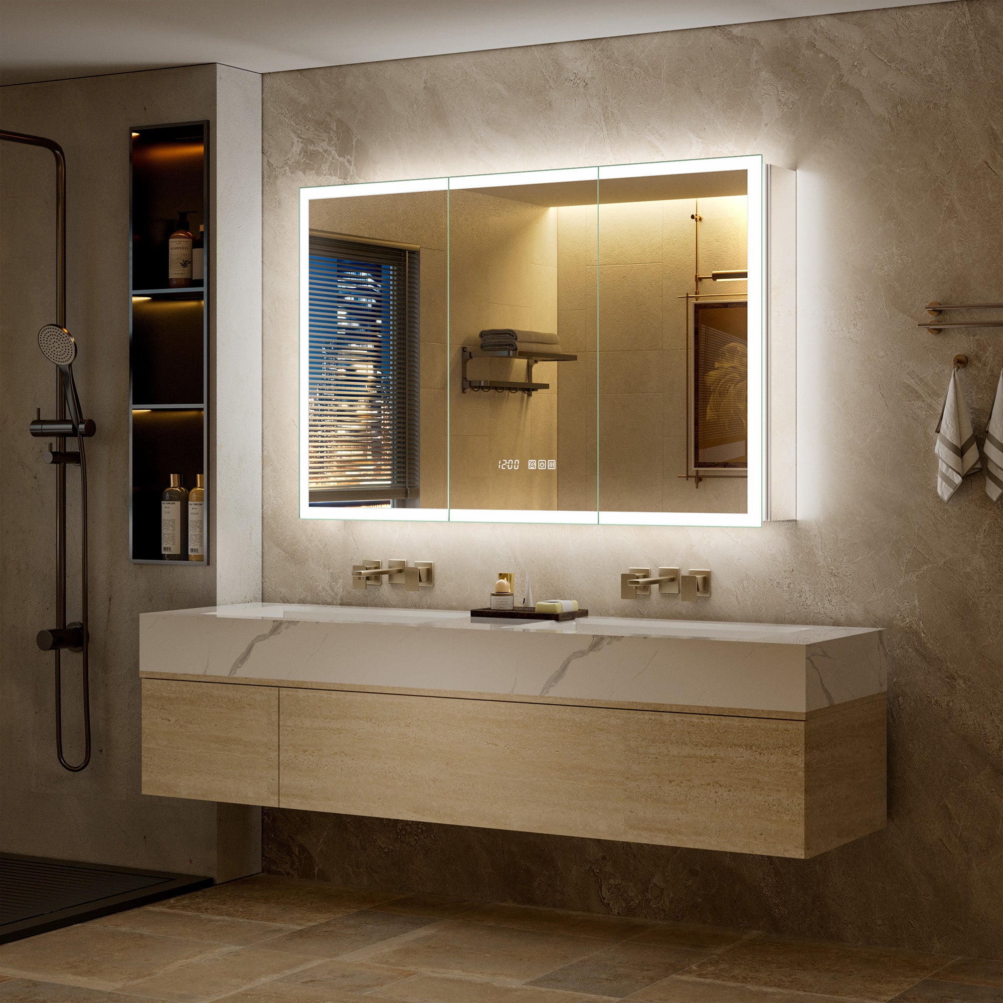 LumiGlow 48x30'' Front & Backlit Lighted LED Medicine Cabinet Mirror