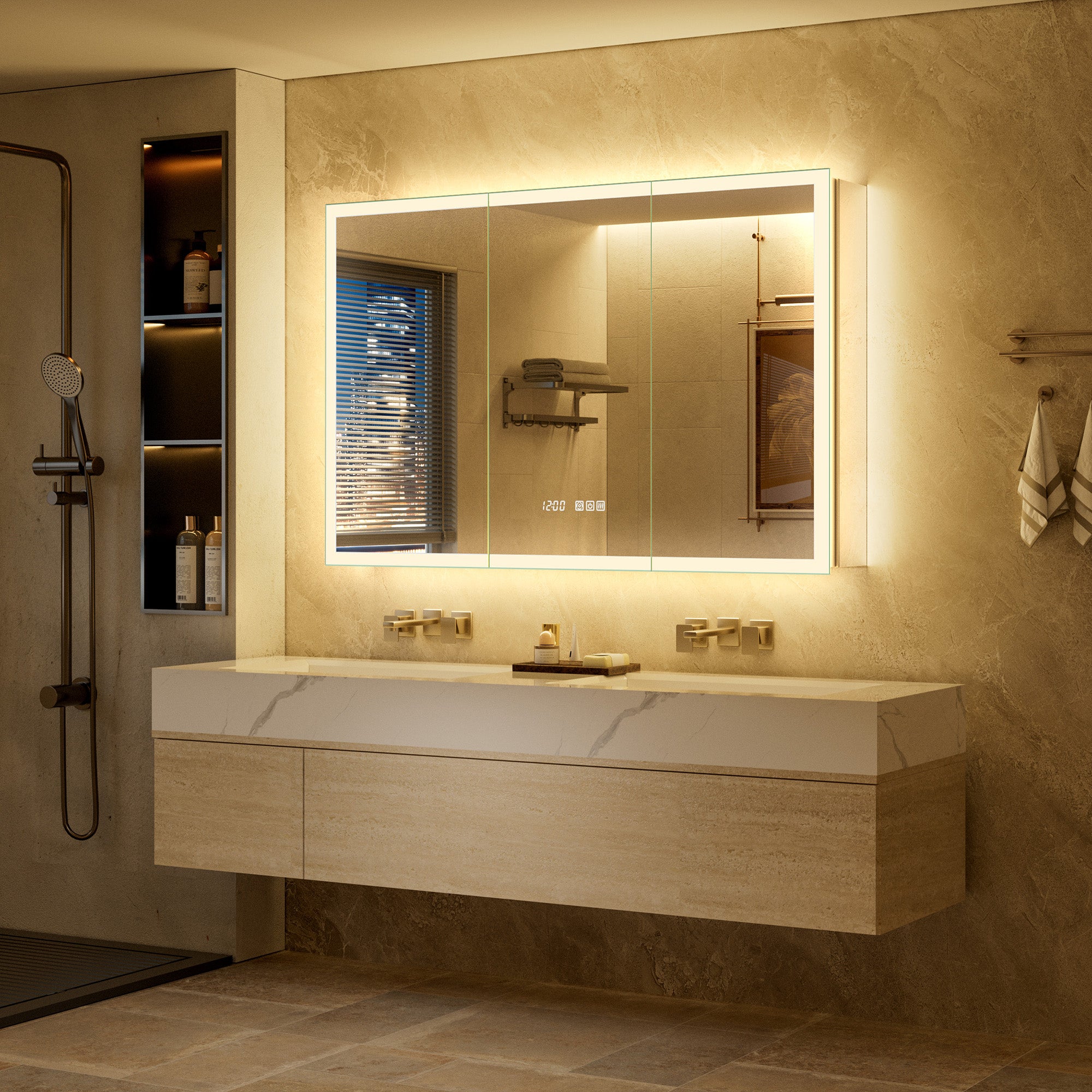 LumiGlow 48x30'' Front & Backlit Lighted LED Medicine Cabinet Mirror
