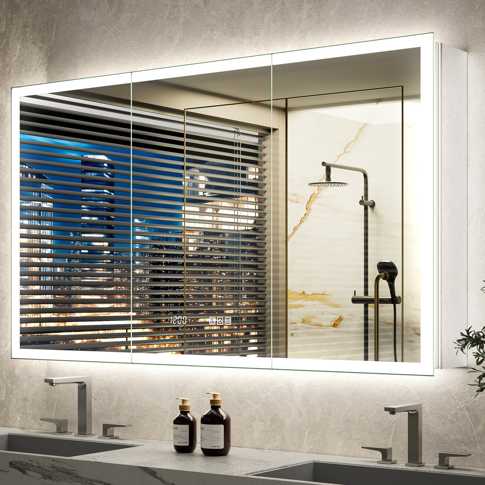LumiGlow 54x30'' Front & Backlit Lighted LED Medicine Cabinet Mirror