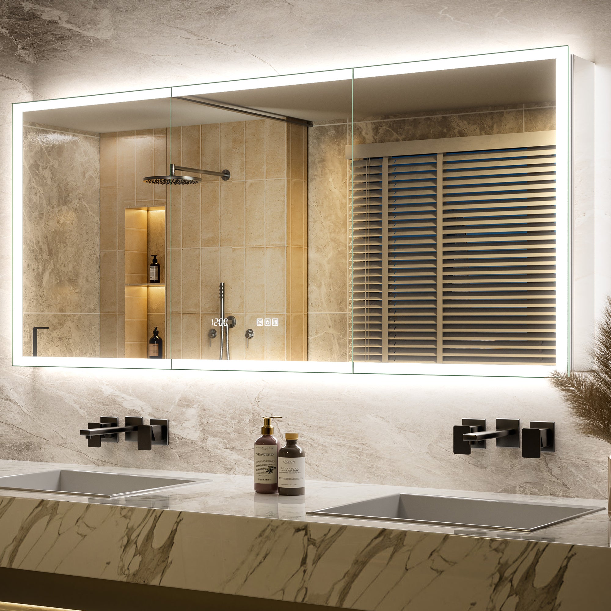 LumiGlow 72x30'' Front & Backlit Lighted LED Medicine Cabinet Mirror