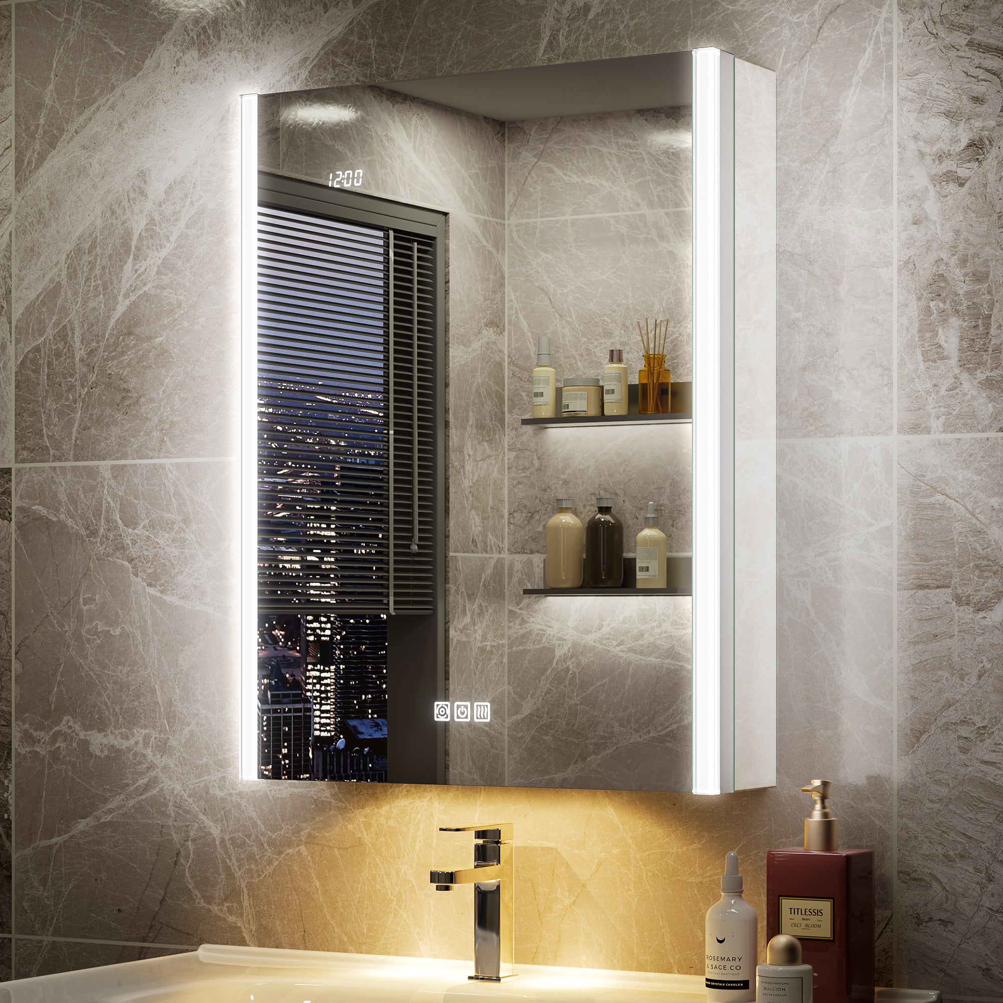 Auralux Core 20x26'' Front-Lit LED Medicine Cabinet Mirror Soft-Close Left Hinge