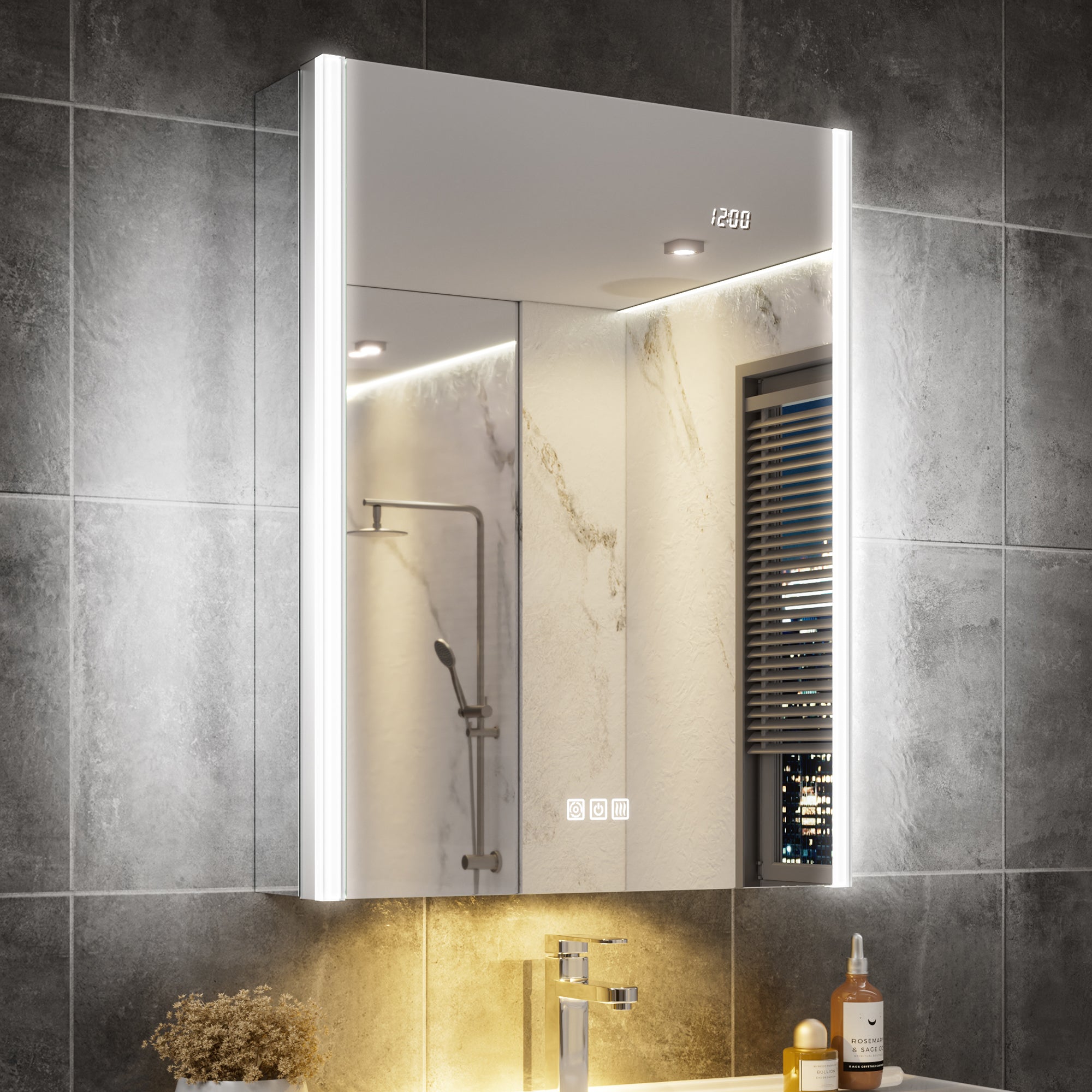 Auralux Core 20x26'' Front-Lit LED Medicine Cabinet Mirror Soft-Close Right Hinge