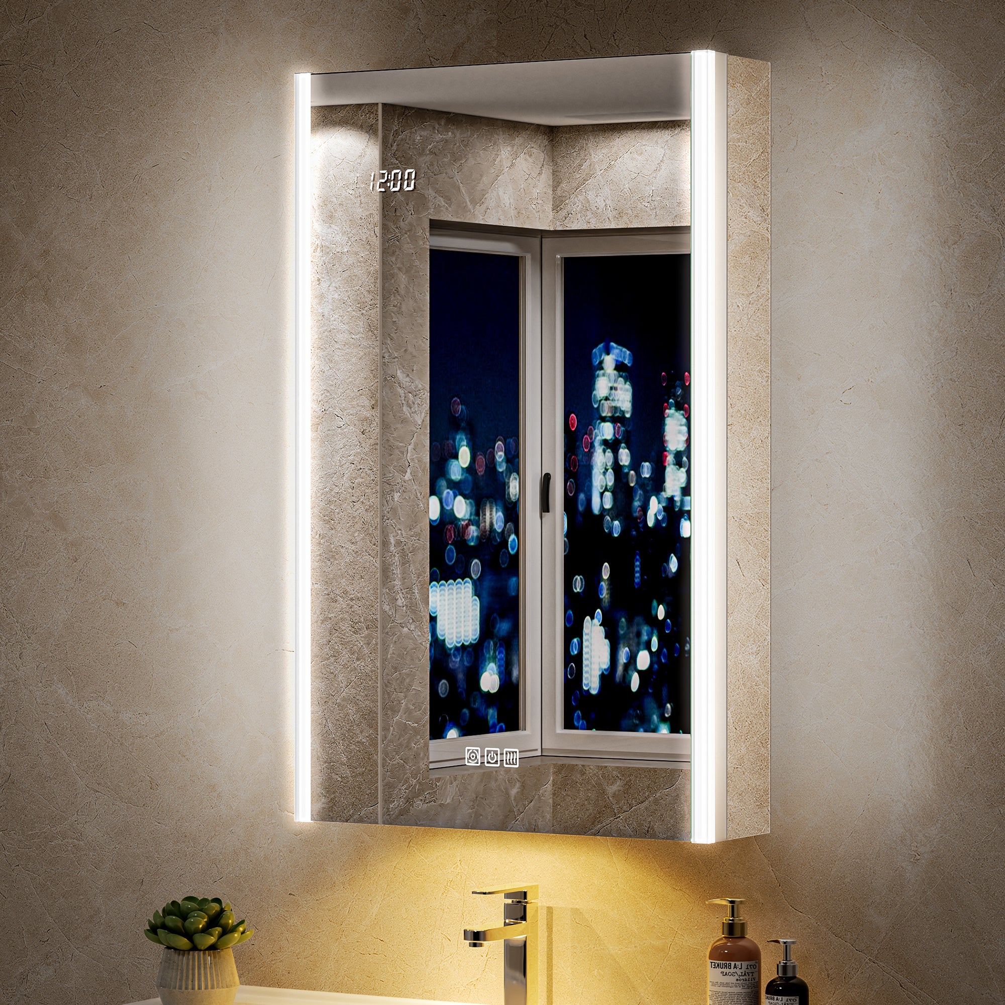 Auralux Core 20x32'' Front-Lit LED Medicine Cabinet Mirror Soft-Close Left Hinge