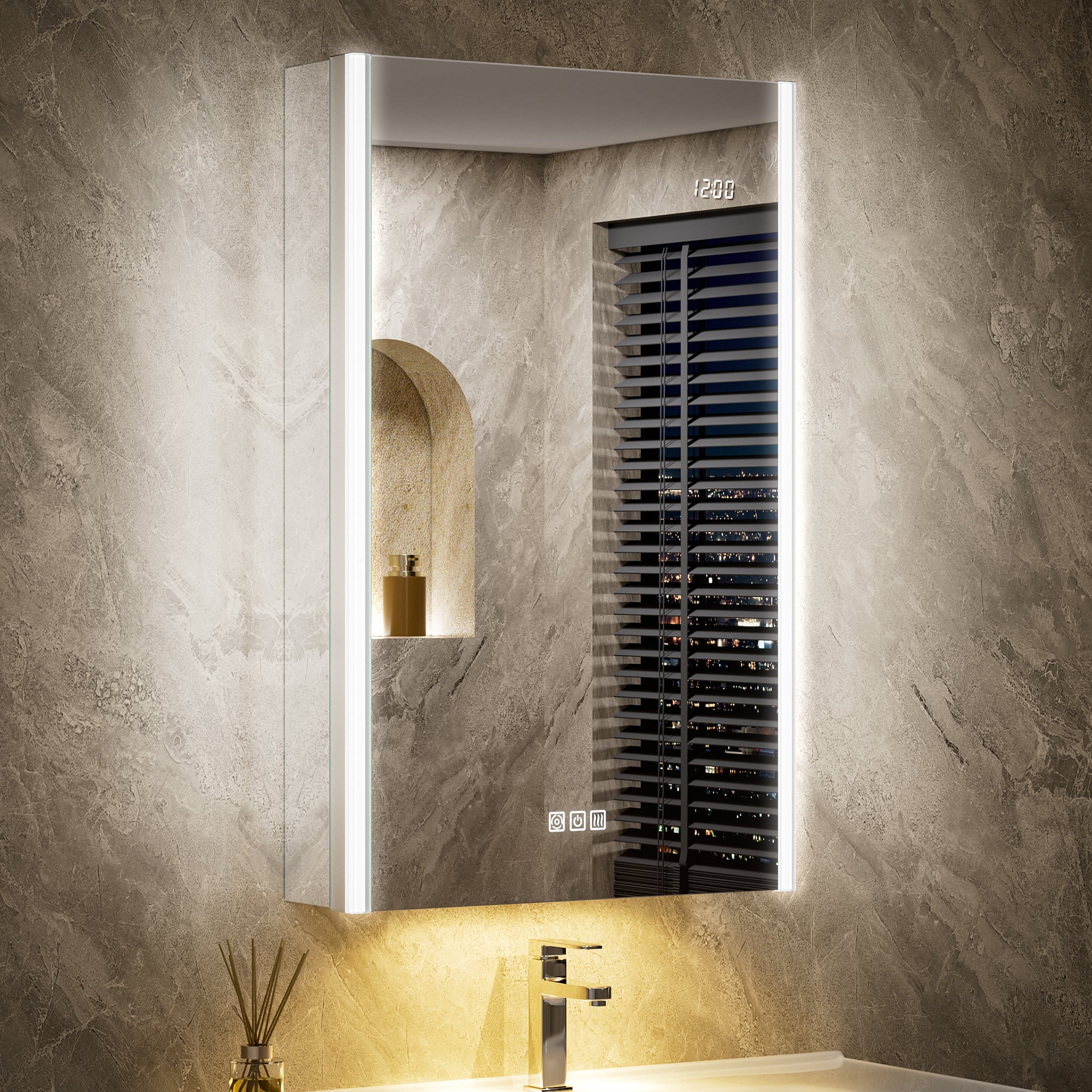 Auralux Core 20x32'' Front-Lit LED Medicine Cabinet Mirror Soft-Close Right Hinge