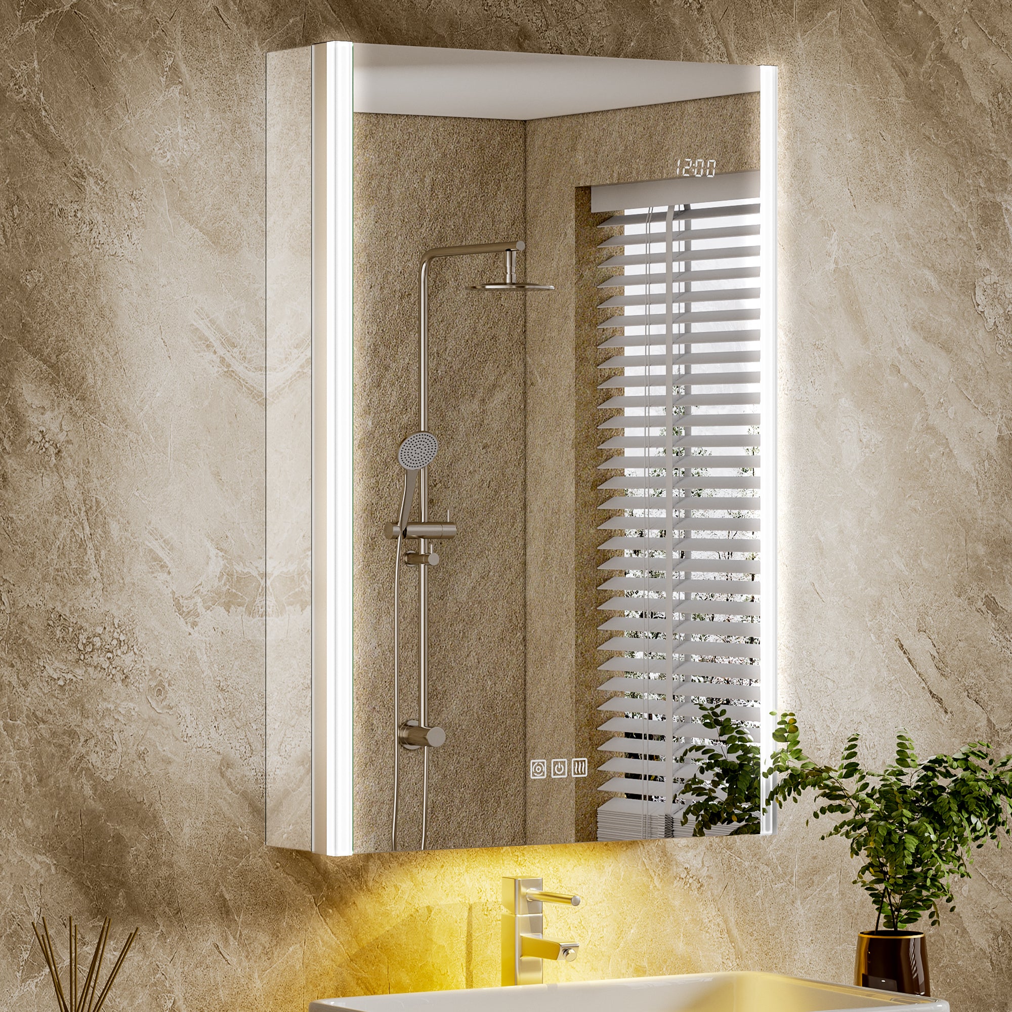 Auralux Core 20x32'' Front-Lit LED Medicine Cabinet Mirror Soft-Close Right Hinge