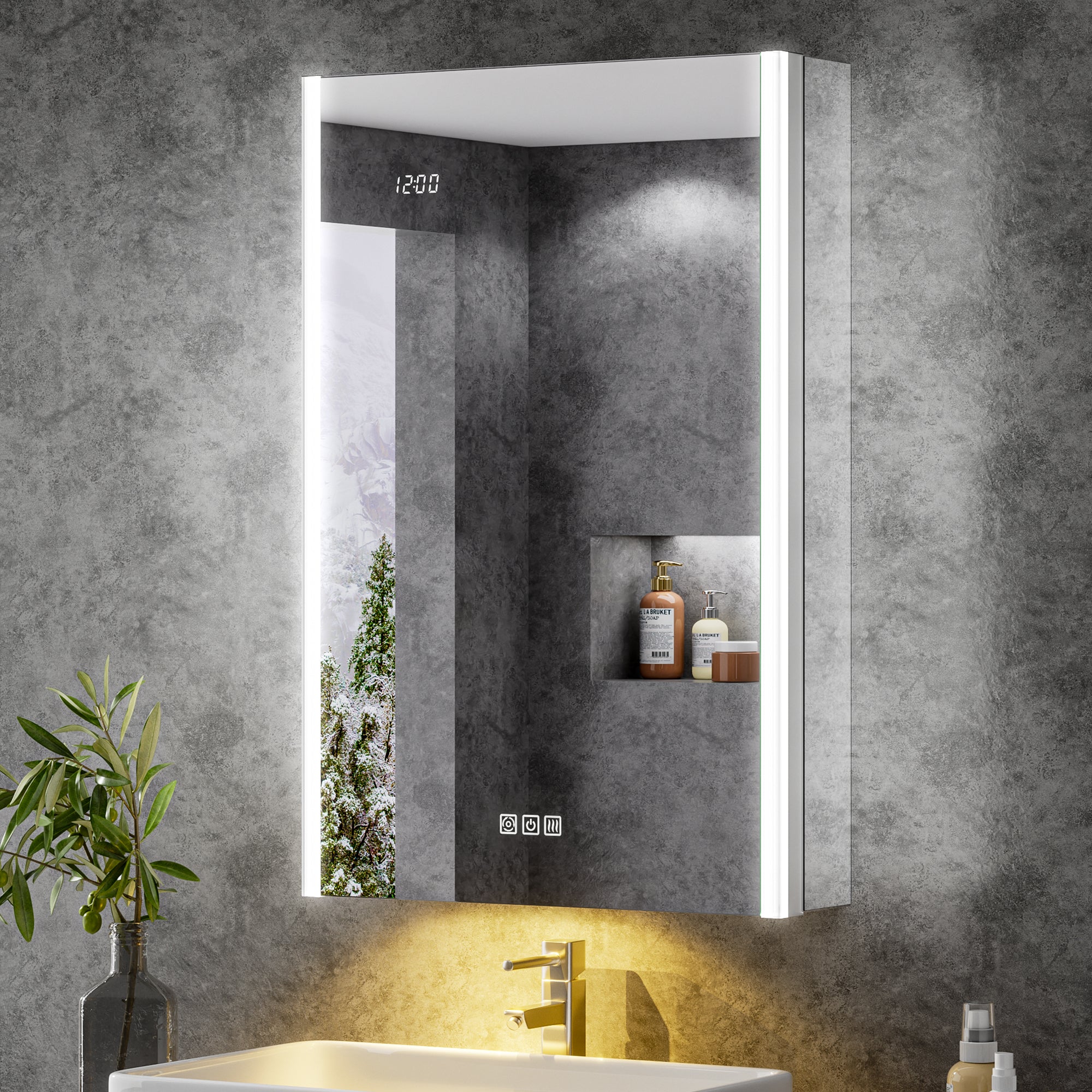 Auralux Core 20x32'' Front-Lit LED Medicine Cabinet Mirror Soft-Close Left Hinge