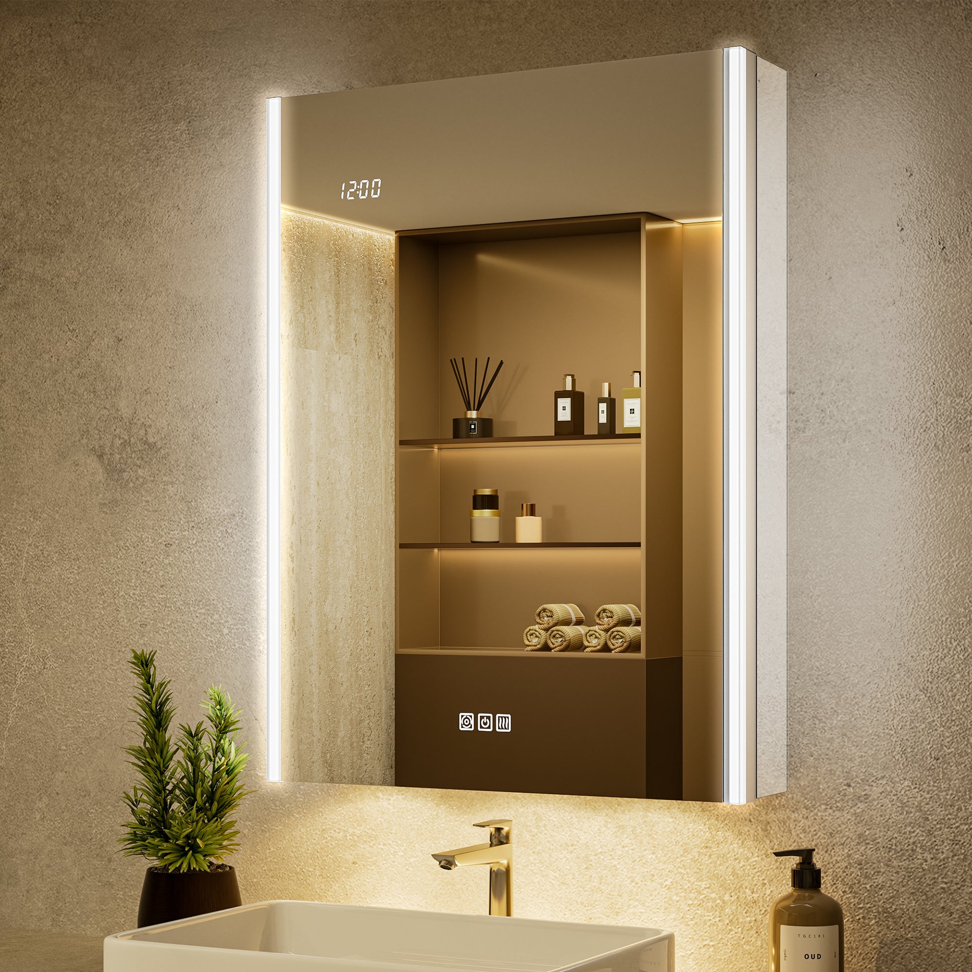 Auralux Core 24x32'' Front-Lit LED Medicine Cabinet Mirror Soft-Close Left Hinge