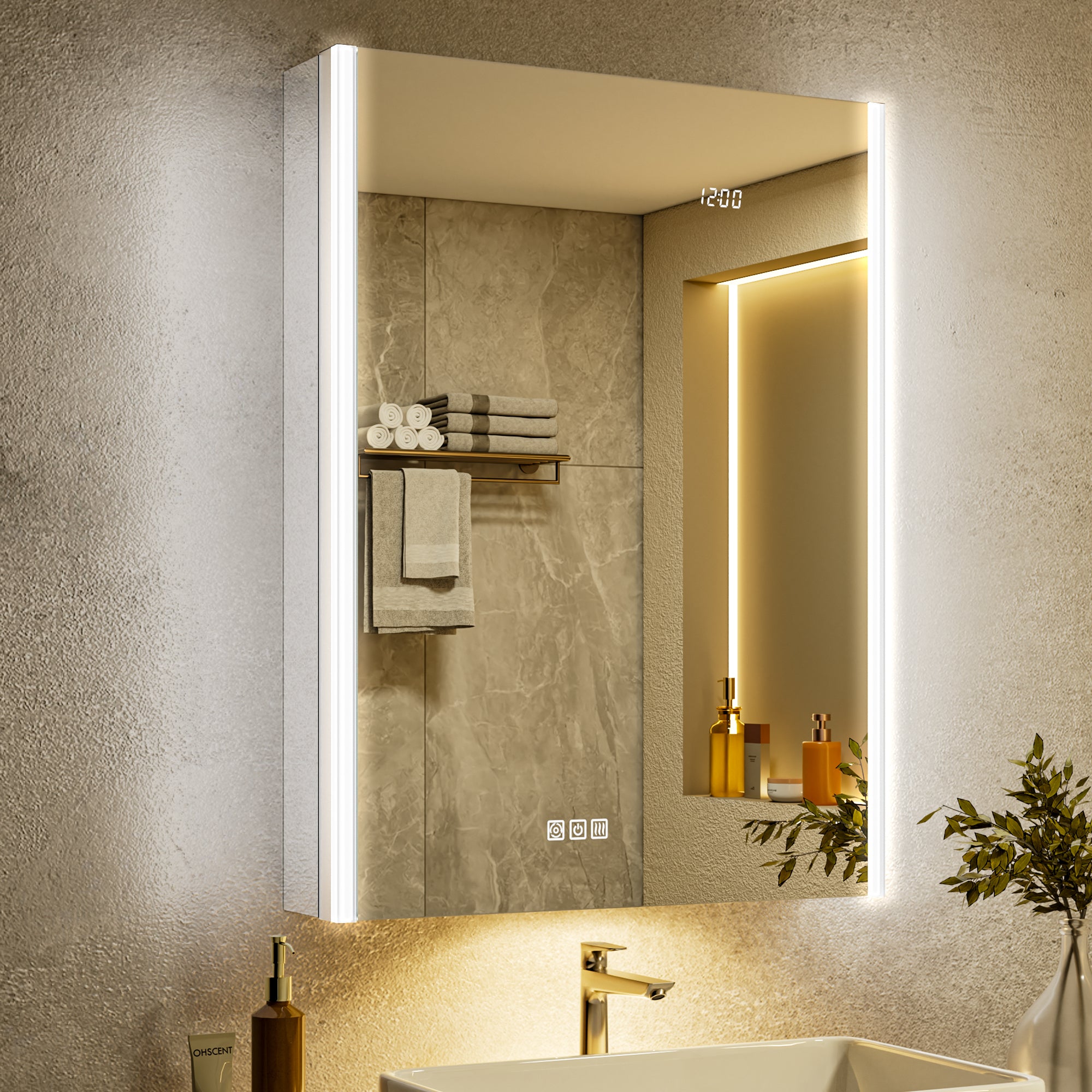 Auralux Core 24x32'' Front-Lit LED Medicine Cabinet Mirror Soft-Close Right Hinge
