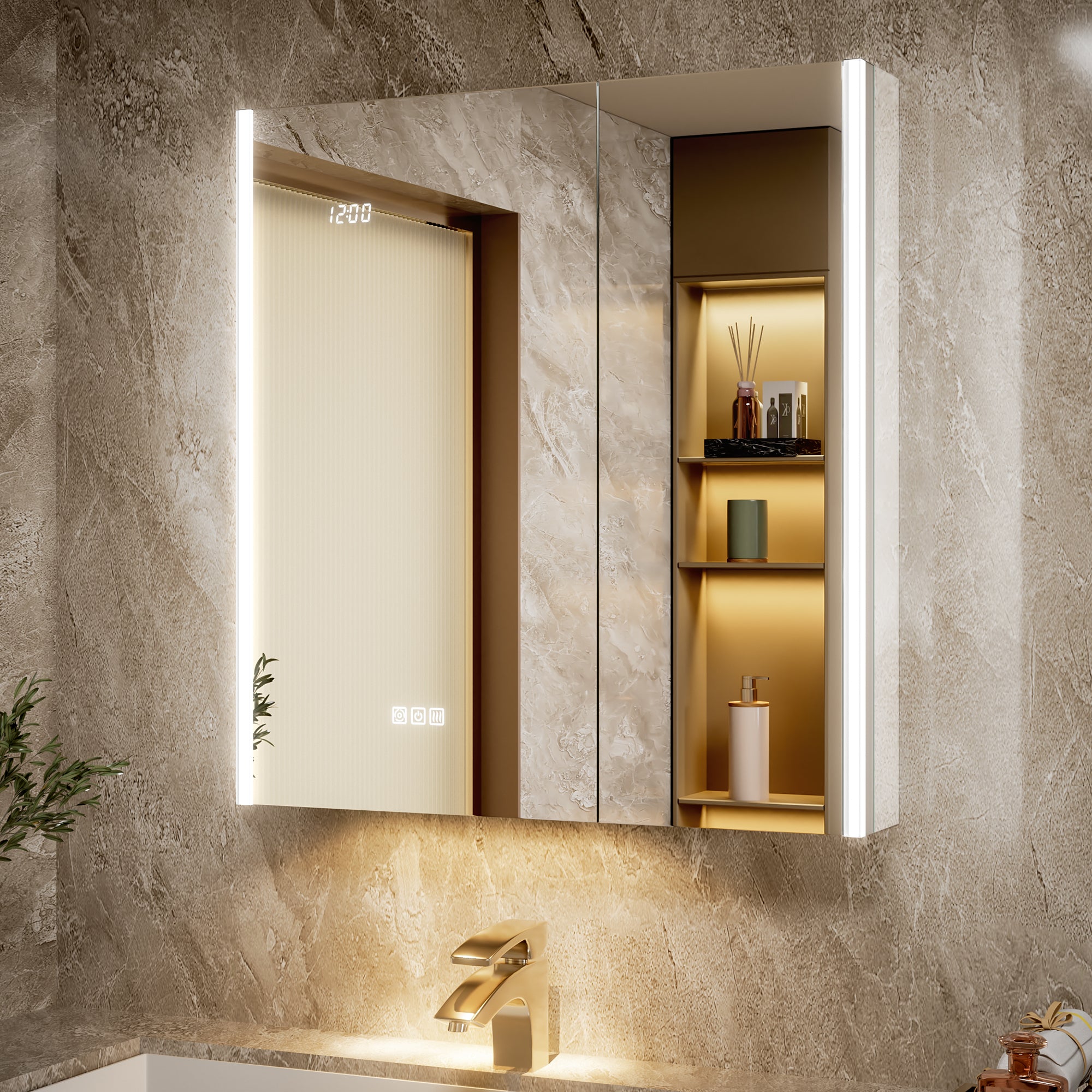 Auralux Core 30x32'' Front-Lit LED Medicine Cabinet Mirror