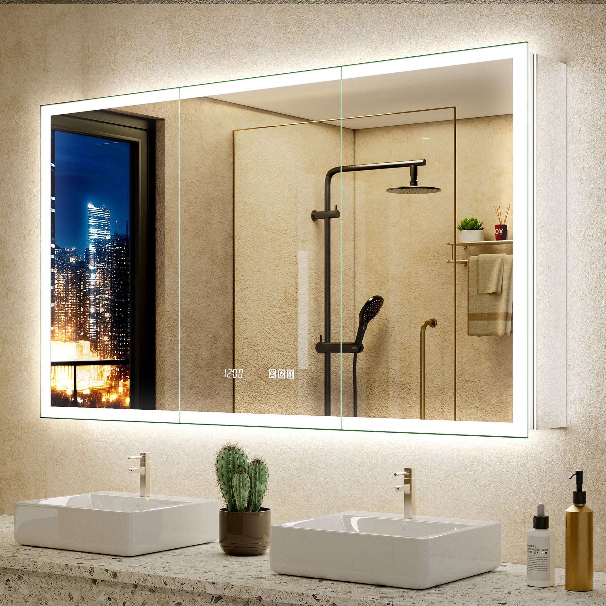 LumiGlow 54x30'' Front & Backlit Lighted LED Medicine Cabinet Mirror