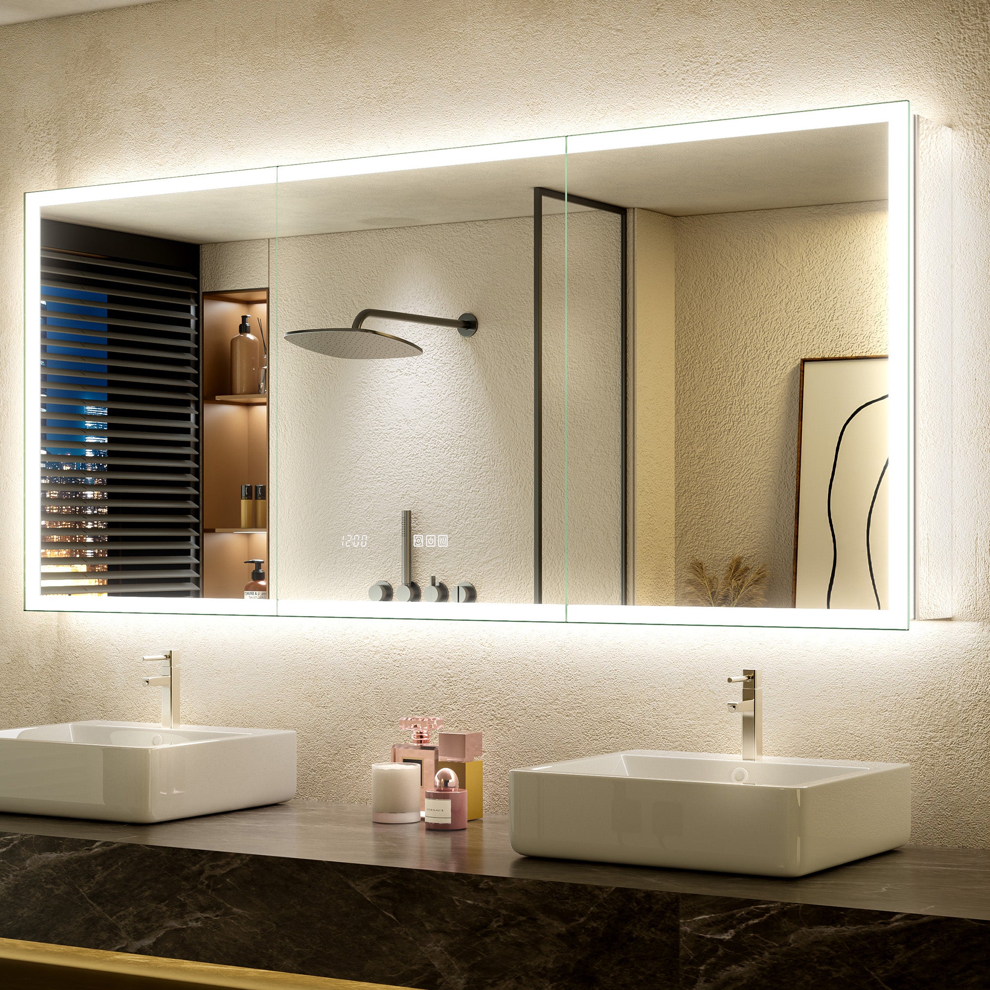 LumiGlow 72x30'' Front & Backlit Lighted LED Medicine Cabinet Mirror